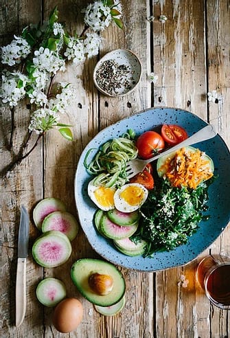 Eggs and veggies on a plate