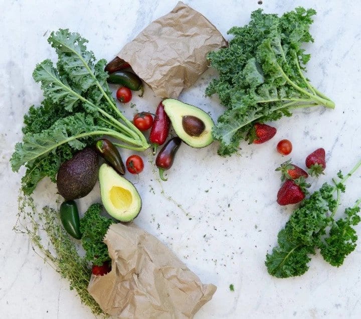 Kale, avocado, berries and peppers -Eating and Living Well in your 40s, 50s and Beyond