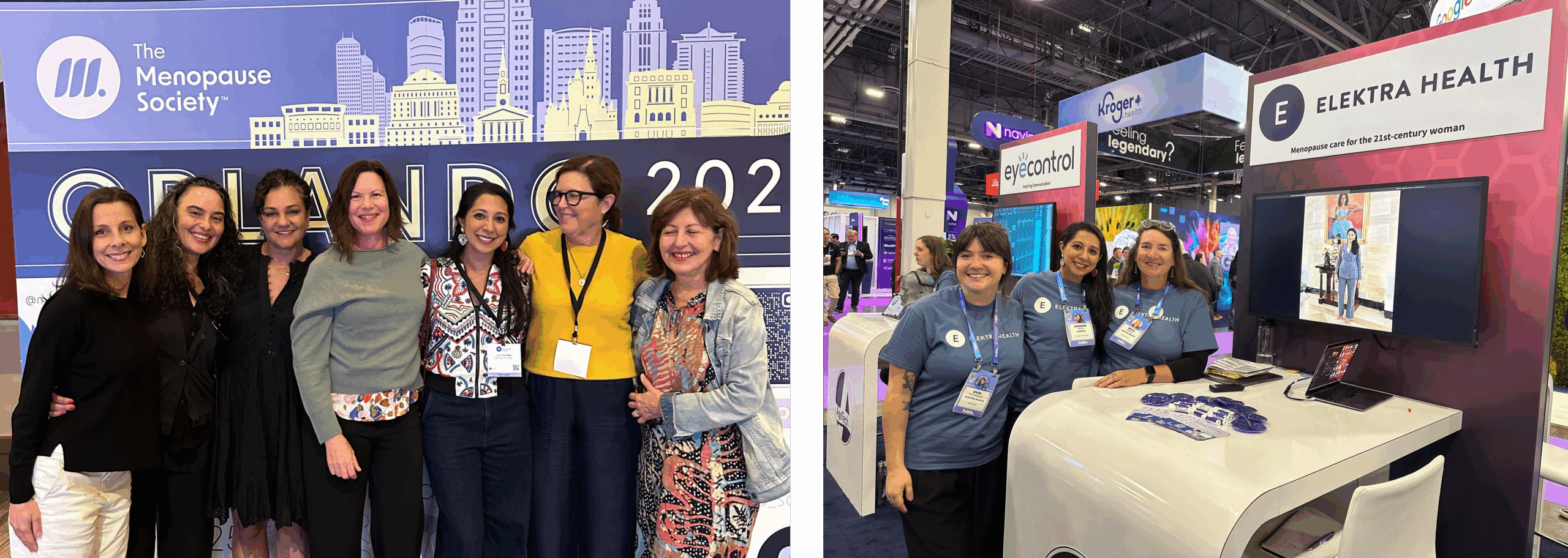 Elektra clinicians at the Menopause Society conference and team members exhibiting at HLTH Las Vegas